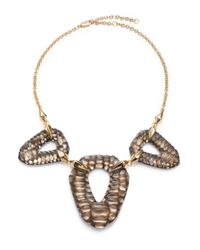 Alexis Bittar | Metallic Lakana Lucite Crocodile-textured Link Bib Necklace | Lyst