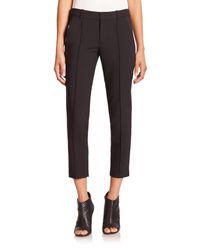 Vince | Black Pintucked Stretch Wool Pants | Lyst