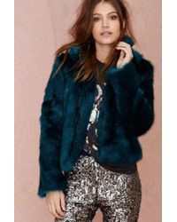 teal faux fur jacket