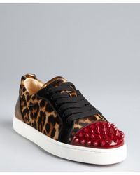 Christian louboutin Leopard Print Calf Hair and Leather Spiked Cap ...  