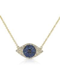 Anne Sisteron | 14kt Yellow Gold Blue Sapphire Diamond Evil Eye Necklace | Lyst