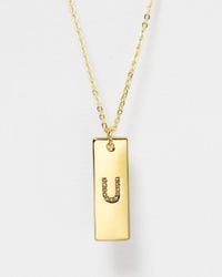 BaubleBar | Gold Pavé Initial Bar Pendant Necklace, 31" | Lyst