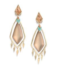 Alexis Bittar | Metallic Phoenix Deco Lucite, Jasper, Turquoise Howlite & Crystal Spike Clip-on Chandelier Earrings | Lyst