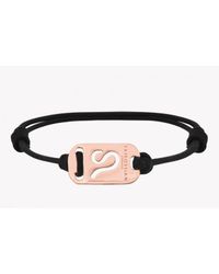 Tateossian - Pink Zodiac 18k Rose Gold Leo Black Waxed Cord Bracelet for Men - Lyst