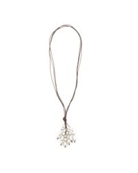 Perle By Lola | Gray Grappe Pearl/leather Necklace | Lyst