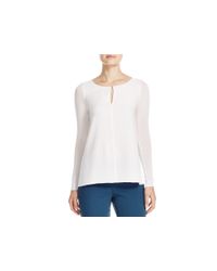 Elie Tahari | White Gladys Mixed Media Blouse | Lyst