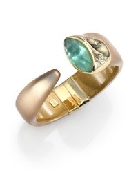Alexis Bittar | Metallic Vert D'Eau Lucite & Mother-Of-Pearl Tusk Cuff Bracelet | Lyst