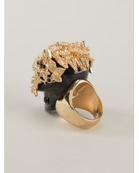 Alexander McQueen | Metallic Cherry Blossom Swarovski-Crystal Ring | Lyst