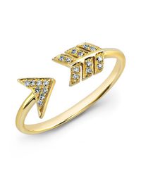 Anne Sisteron - 14kt Yellow Gold Diamond Arrow Ring - Lyst