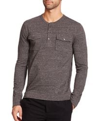 VINCE | Black Long Sleeve Two-pocket Henley for Men | Lyst