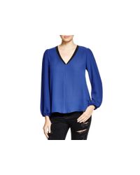 Aqua | Blue Contrast Trim Blouse | Lyst