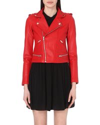 maje red leather jacket