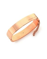 Michael Kors | Metallic Heritage Logo Square Bangle Bracelet/rose Goldtone | Lyst