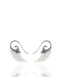 Noor Fares | Metallic Wing Earrings with White Mother Of Pearl and Black Rhodium Silver | Lyst