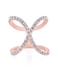 Anne Sisteron - Pink 14kt Rose Gold Diamond Curved X Ring - Lyst