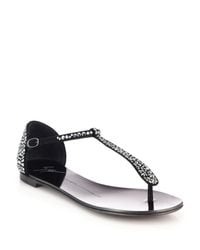 Giuseppe Zanotti | Metallic Crystal-studded Suede Thong Sandals | Lyst