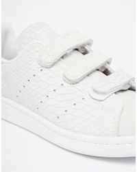 adidas Originals Stan Smith Snake-Embossed Suede Low-Top Sneakers in White  - Lyst