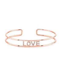 Anne Sisteron - Pink 14kt Rose Gold Diamond Love Cuff - Lyst