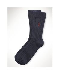 Polo Ralph Lauren | Blue Ribbed Wool-blend Dress Sock for Men | Lyst