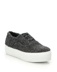 Joshua Sanders | Gray Shearling Low-Top Platform Sneakers | Lyst