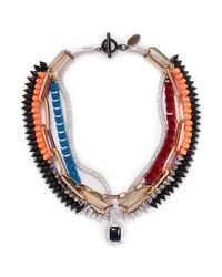 Venna | Multicolor Crystal Pendant Spike Chain Necklace | Lyst