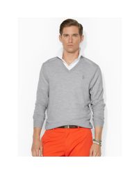 Ralph Lauren | Gray Merino Wool Half-zip Sweater for Men | Lyst