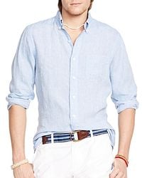 Polo Ralph Lauren | Blue Linen Chambray Mercer Button Down Shirt - Regular Fit for Men | Lyst
