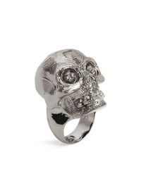 Alexander McQueen | Metallic Diamante Skull Ring | Lyst