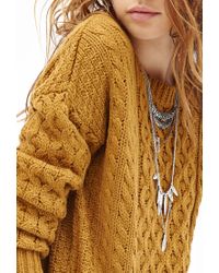 Mustard cable knit sweater Clearance