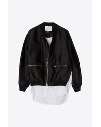 3.1 Phillip Lim Floral Cloque Bomber Jacket in Black | Lyst