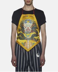 Xander Zhou Yellow Chinese Pattern Silk Apron Vest for men