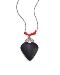 Alexis Bittar | Metallic Coral Deco Lucite, Enamel & Crystal Baguette Pendant Necklace | Lyst