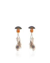 Lydia Courteille | Multicolor One Of A Kind Reverse Rainbow Earrings With Feathers | Lyst