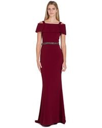 Badgley Mischka | Purple Odessa Off-shoulder Evening Gown | Lyst