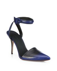 Alexander Wang Black 'lovisa' Burnish Leather Ankle Strap Pumps