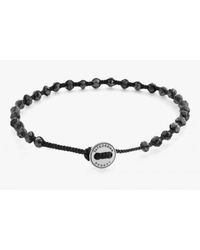 Tateossian - Diamond Knot Bracelet In Black Macramé With 30 Black Diamonds & Silver Button for Men - Lyst