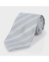 Paul Smith | Gray Grey Diagonal-Stripe Classic Silk-Blend Tie for Men | Lyst