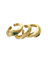 Roberto Cavalli | Metallic Goldtone Snake 3 Piece Ring Set | Lyst
