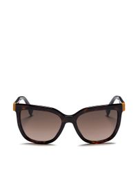 Fendi | Brown 'funky Angle' Acetate Rim Metal Aviator Sunglasses | Lyst