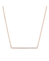 Anne Sisteron - Pink 14kt Rose Gold Diamond Thin Bar Necklace - Lyst