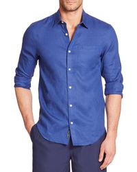 Original Penguin | Blue Solid Linen Sportshirt for Men | Lyst