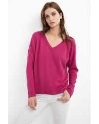 Velvet By Graham & Spencer Purple Yoshi Cashmere Split Seam Sweater