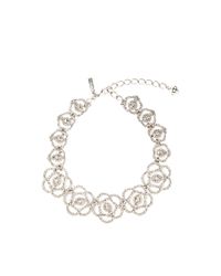 Oscar de la Renta | Metallic Pave Flower Necklace | Lyst
