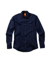 BOSS Orange Blue Slim Fit Casual Shirt 'Eslime' for men