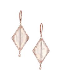Meira T | Metallic Chalcedony, Mother-Of-Pearl, Diamond & 14K Rose Gold Geometric Doublet Drop Earrings | Lyst