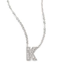 Adriana Orsini | Metallic Sterling Silver Pavé Initial Pendant Necklace | Lyst