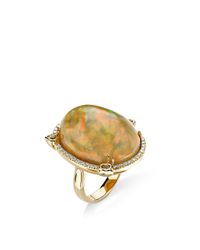 Pamela Huizenga | Metallic 18K Gold Ring With Ethiopian Opal, Fancy Yellow Diamonds, And White Diamonds | Lyst