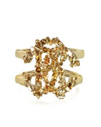 Roberto Cavalli | Metallic Signature Golden Bangle W/Crystals | Lyst