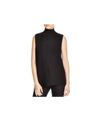 VINCE | Black Rib Panel Sleeveless Turtleneck Top | Lyst