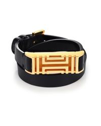 Tory Burch | Metallic For Fitbit Stainless Steel & Leather Double-wrap Bracelet | Lyst